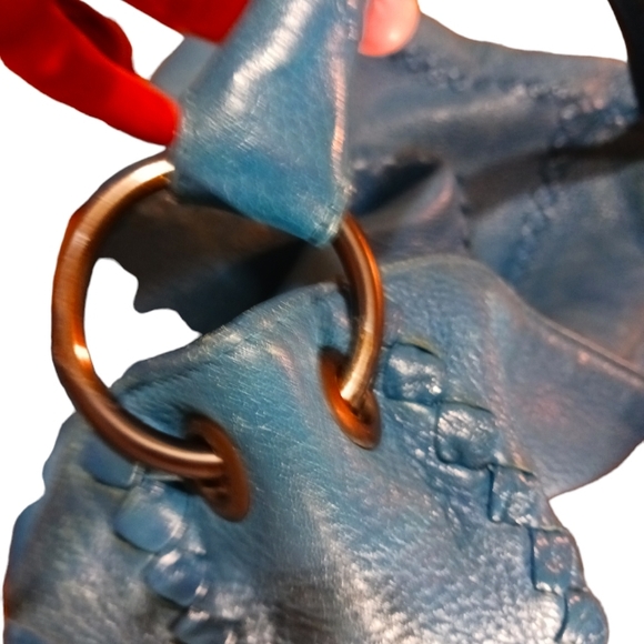 Bottega Veneta Large Luxury Hobo Bag Turquois Pebble Leather Woven Shouder Bag - Picture 9 of 14